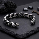 Punk Double Skull & Dragon Head Stainless Steel Bracelet | Gthic.com