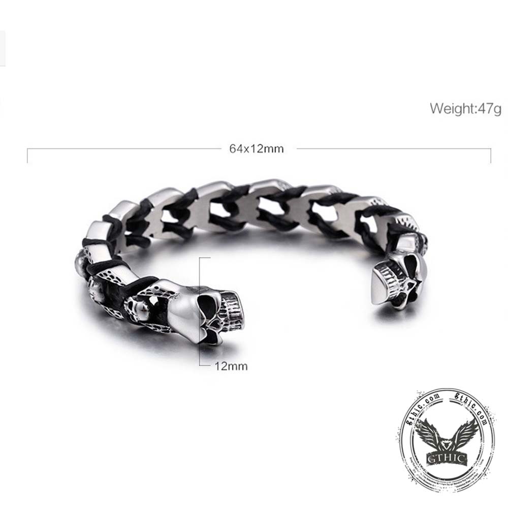 Punk Double Skull & Dragon Head Stainless Steel Bracelet