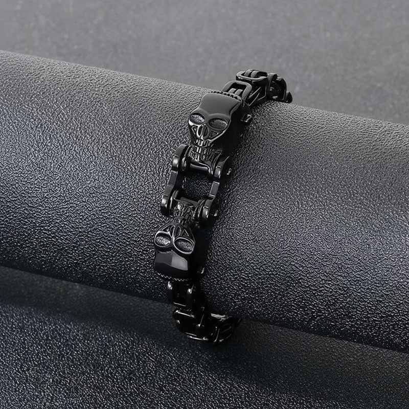 Punk Double Skull Head Stainless Steel Bracelet