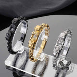 Punk Double Skull Head Stainless Steel Bracelet 01 | Gthic.com
