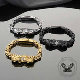 Punk Double Skull Head Stainless Steel Bracelet