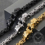 Punk Double Skull Head Stainless Steel Bracelet