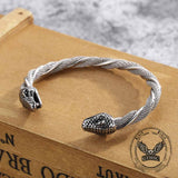 Punk Double Wolf Head Stainless Steel Open Bracelet