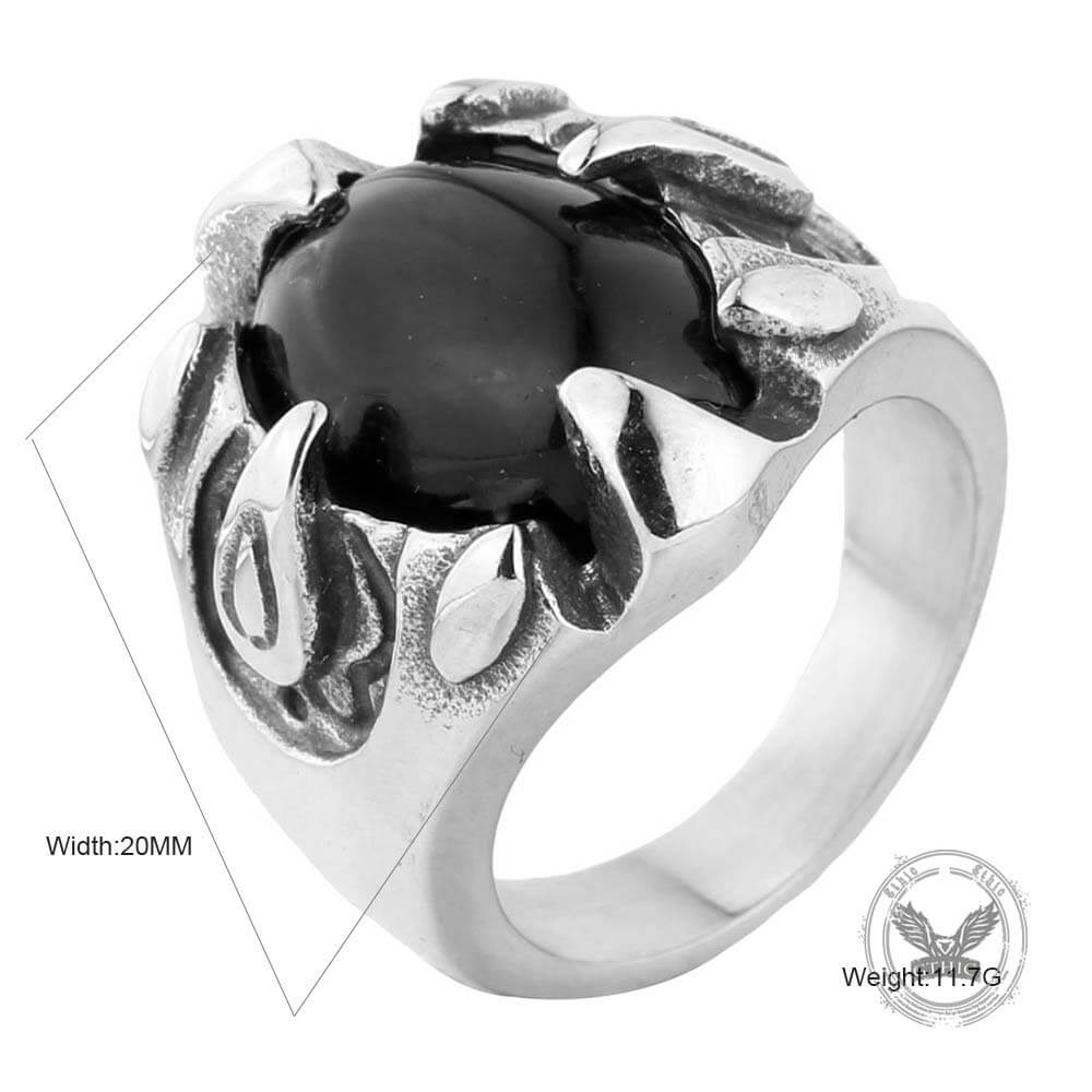 Punk Dragon Claw Gemstone Stainless Steel Ring