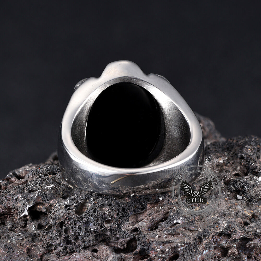 Punk Dragon Claw Gemstone Stainless Steel Ring