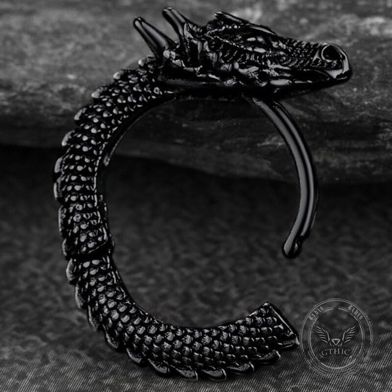 Punk Dragon Shape Stainless Steel Hoop Earrings | Gthic.com