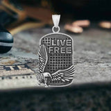 Punk Eagle Live Free Square Stainless Steel Pendant