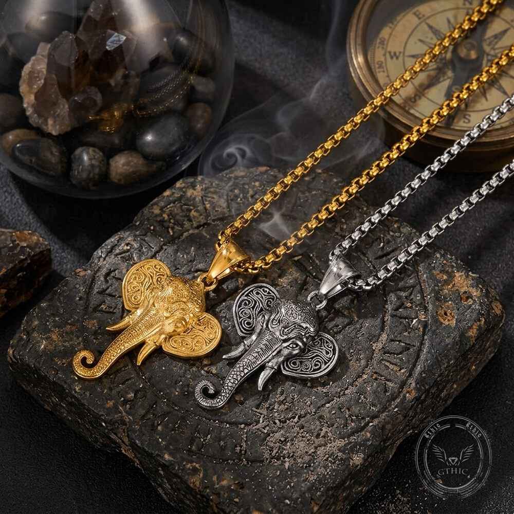 Punk Elephant Head Stainless Steel Animal Pendant | Gthic.com