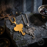 Gehörnter Totenkopf-Anhänger aus Edelstahl