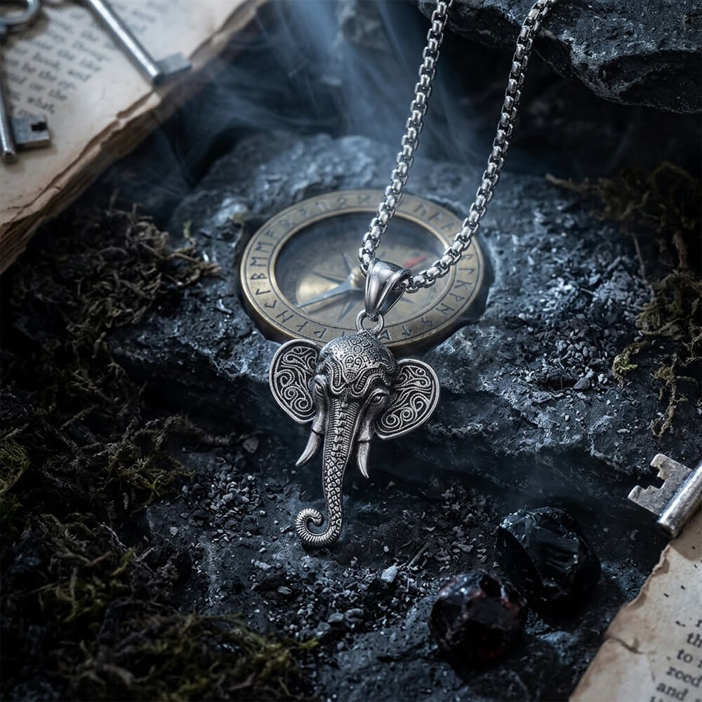 Punk Elephant Head Stainless Steel Animal Pendant