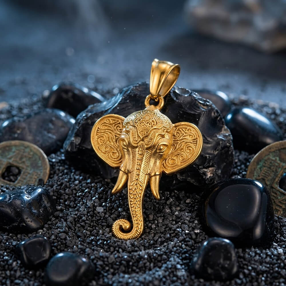 Punk Elephant Head Stainless Steel Animal Pendant