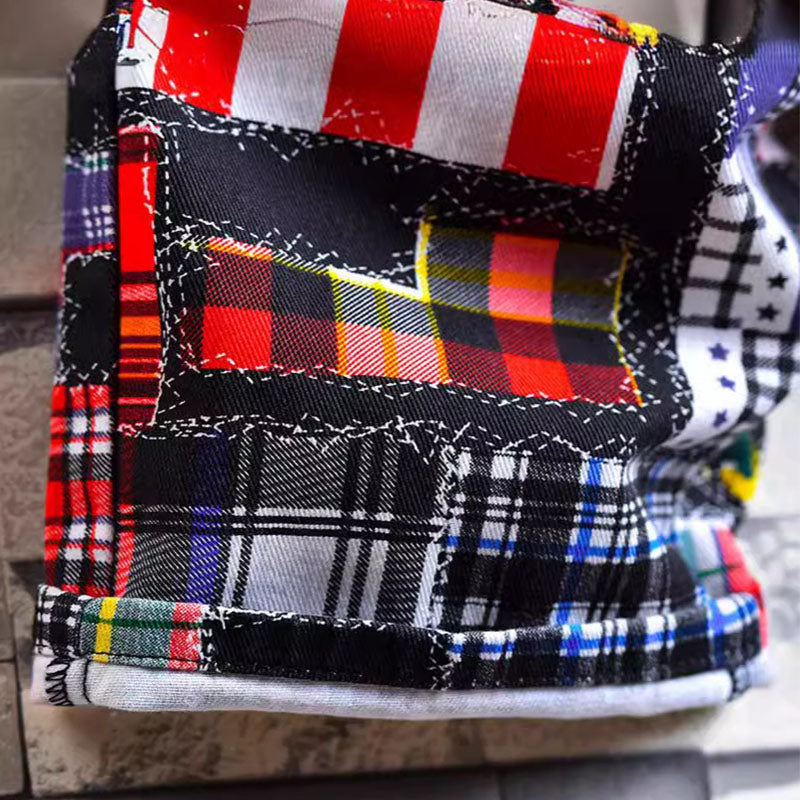 Punk Fashionable Plaid Print Patchwork Shorts | Gthic.com