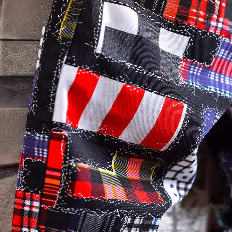 Punk Fashionable Plaid Print Patchwork Shorts | Gthic.com