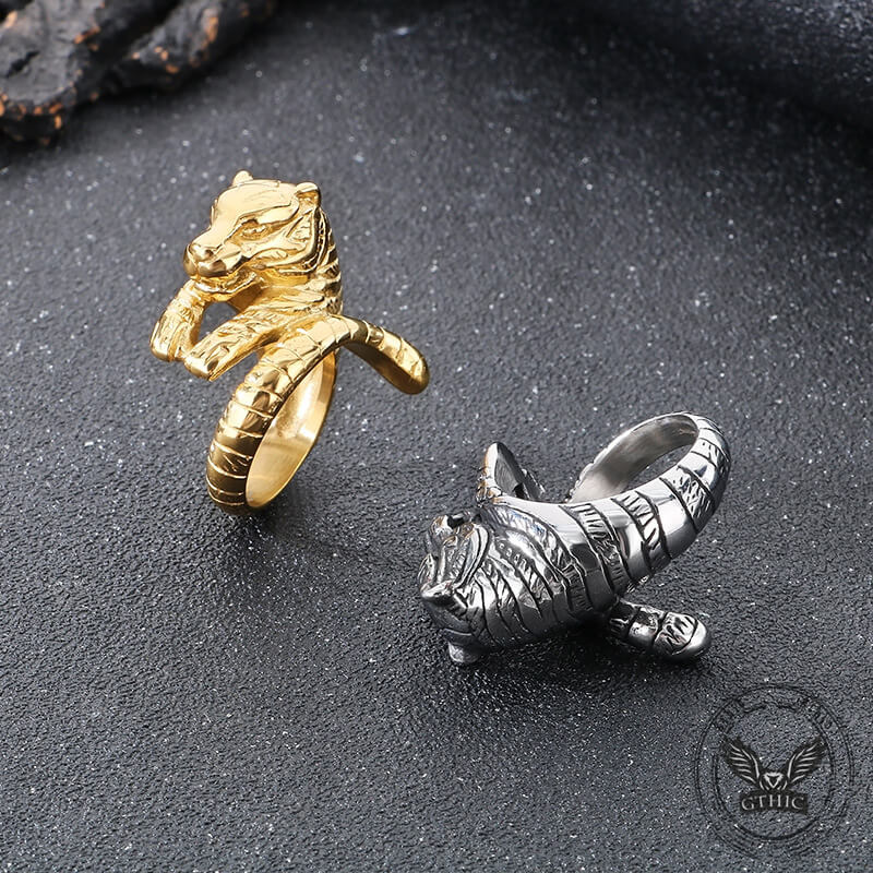 Punk Ferocious Tiger Stainless Steel Animal Ring