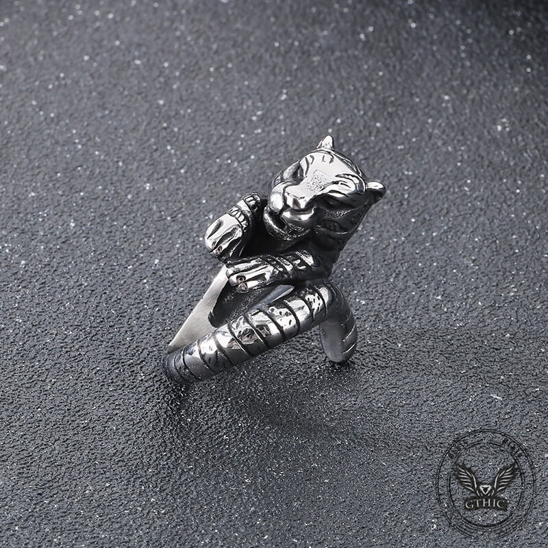 Punk Ferocious Tiger Stainless Steel Animal Ring