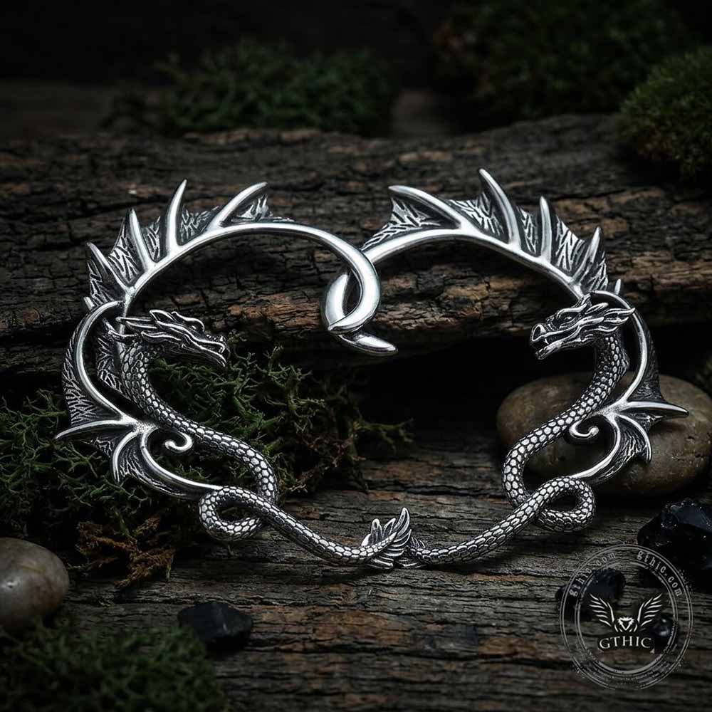 Punk Flying Dragon Stainless Steel Ear Cuff Earrings