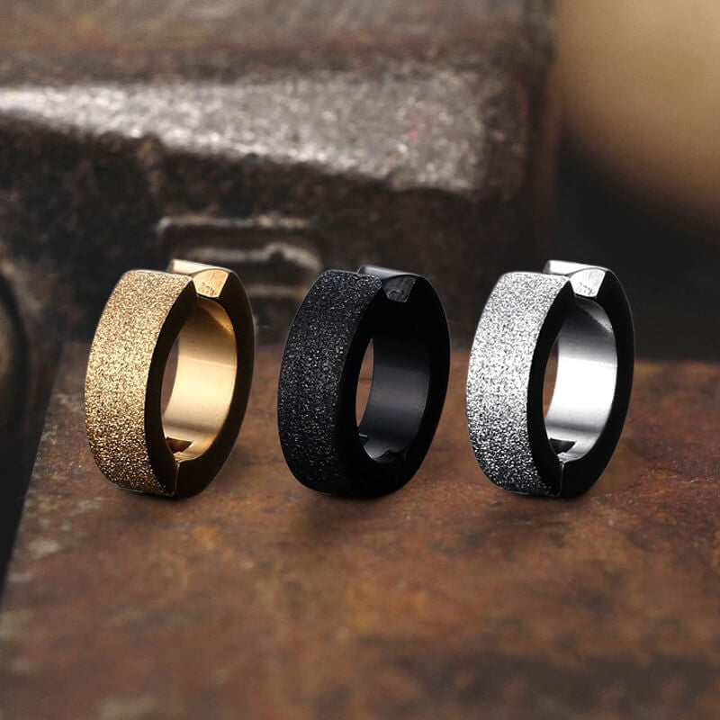 Punk Frosted Stainless Steel Hoop Ear Cuffs