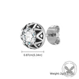Punk Gem Crown Trendy Stainless Steel Stud Earrings