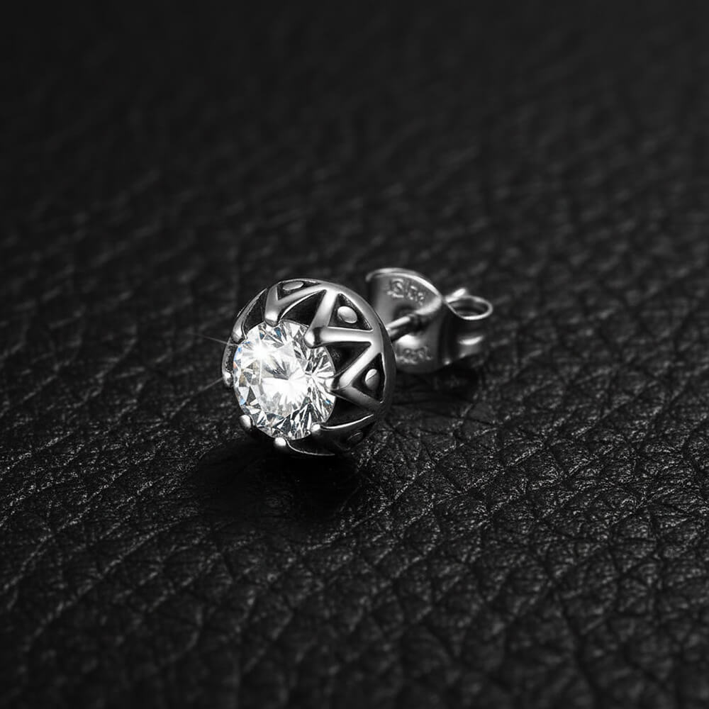Punk Gem Crown Trendy Stainless Steel Stud Earrings