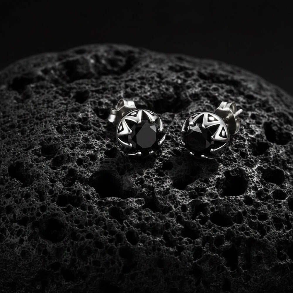 Punk Gem Crown Trendy Stainless Steel Stud Earrings