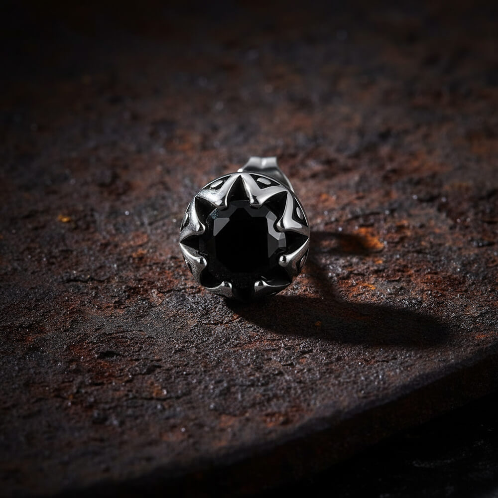 Punk Gem Crown Trendy Stainless Steel Stud Earrings