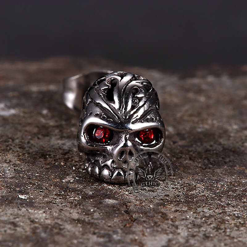 Punk Gem Eye Skull Stainless Steel Earrings