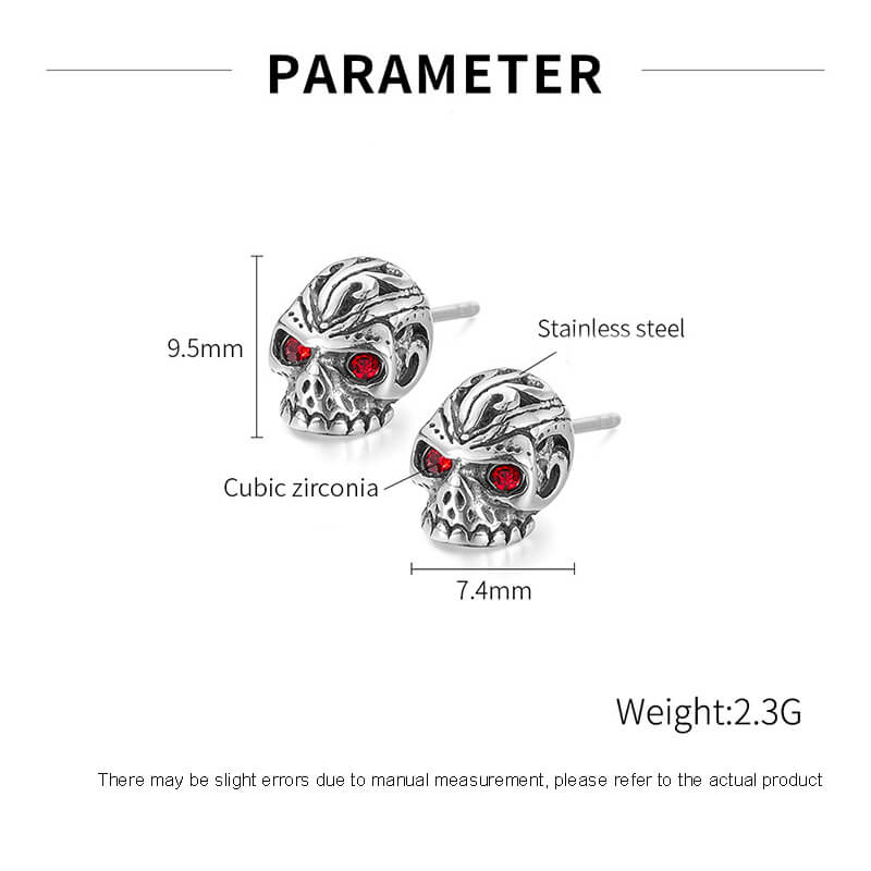 Punk Gem Eye Skull Stainless Steel Earrings | Gthic.com