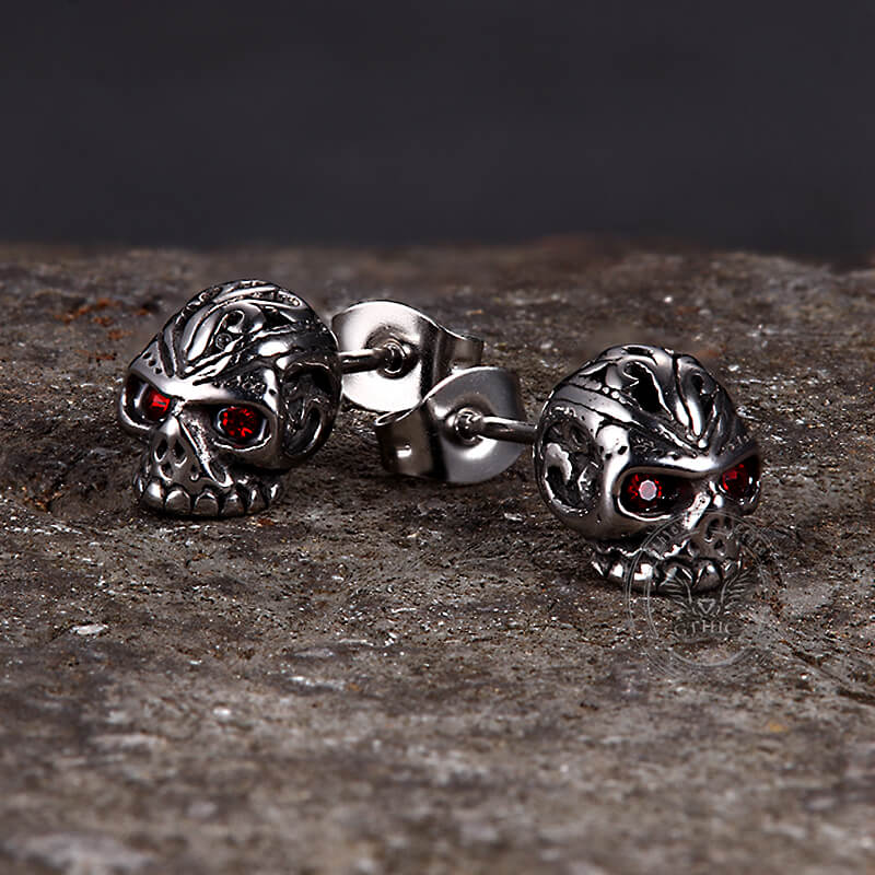 Punk Gem Eye Skull Stainless Steel Earrings