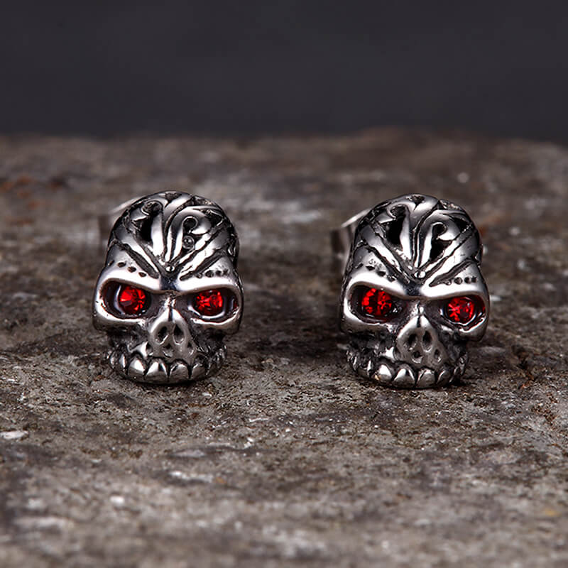 Punk Gem Eye Skull Stainless Steel Earrings | Gthic.com