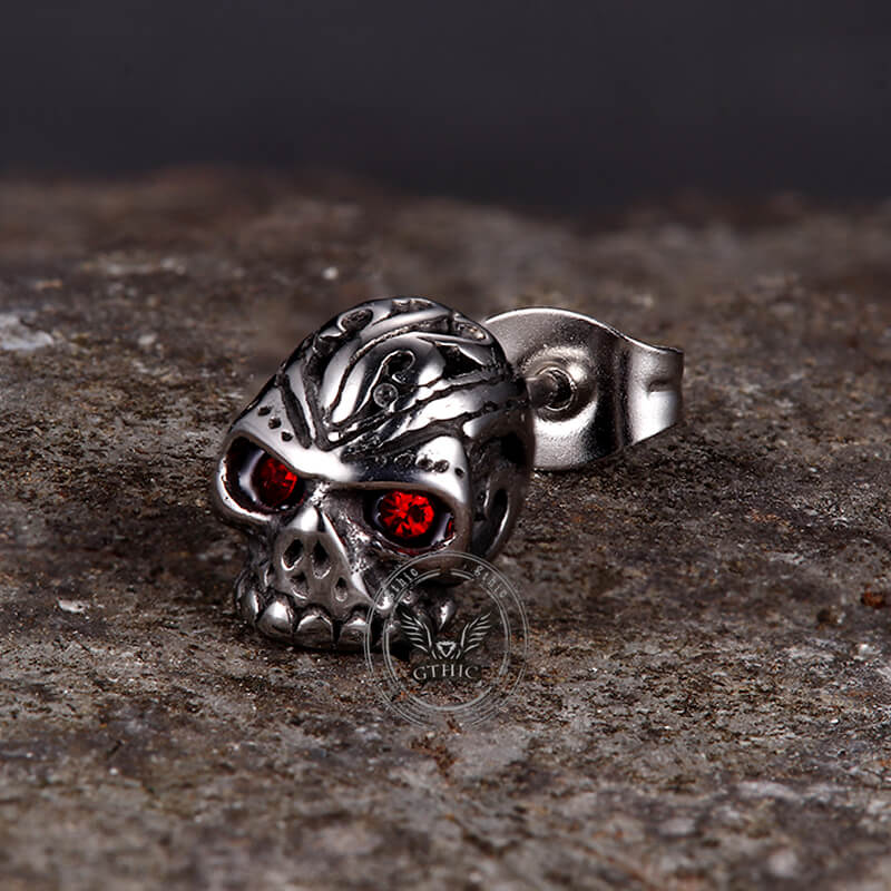 Punk Gem Eye Skull Stainless Steel Earrings