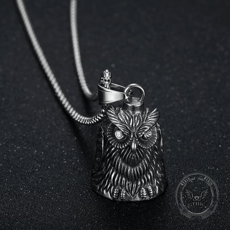 Punk Gem Owl Lucky Bell Stainless Steel Pendant | Gthic.com