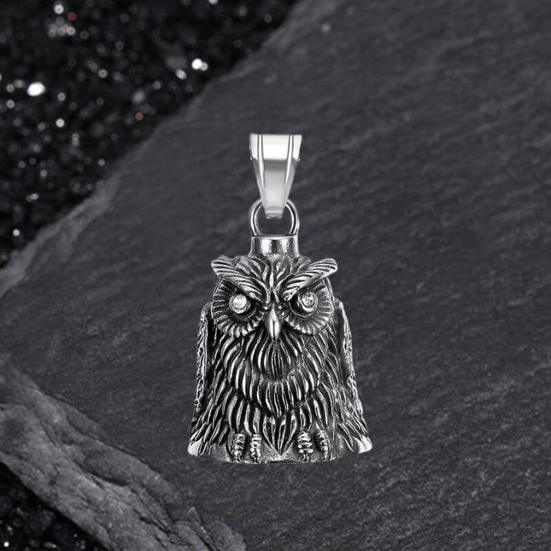 Punk Gem Owl Lucky Bell Stainless Steel Pendant