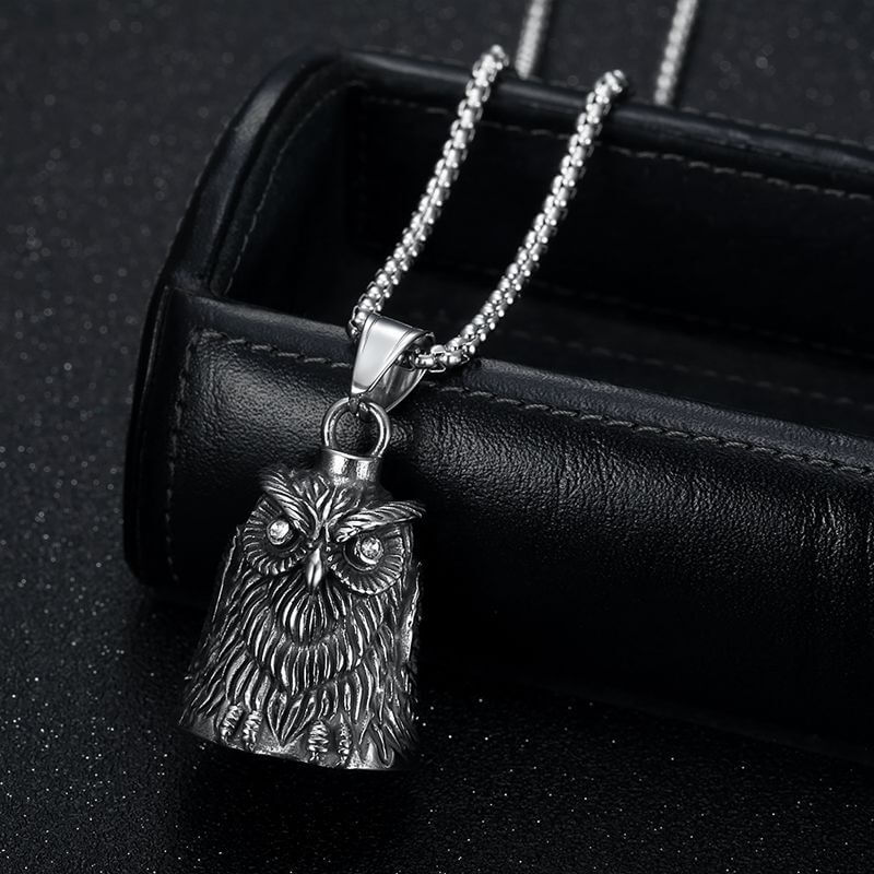 Punk Gem Owl Lucky Bell Stainless Steel Pendant | Gthic.com