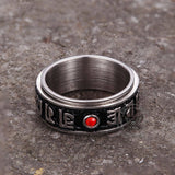 Punk Gem Six-Word Mantra Stainless Steel Spinner Ring