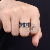 Punk Gem Six-Word Mantra Stainless Steel Spinner Ring