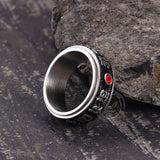 Punk Gem Six-Word Mantra Stainless Steel Spinner Ring