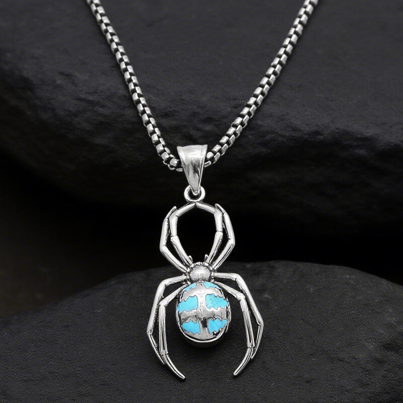 Punk Gemstone Spider Stainless Steel Animal Pendant
