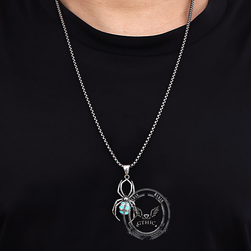 Punk Gemstone Spider Stainless Steel Animal Pendant