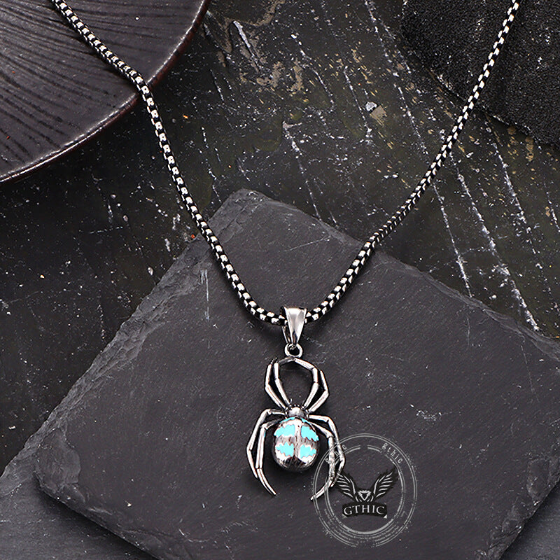 Punk Gemstone Spider Stainless Steel Animal Pendant