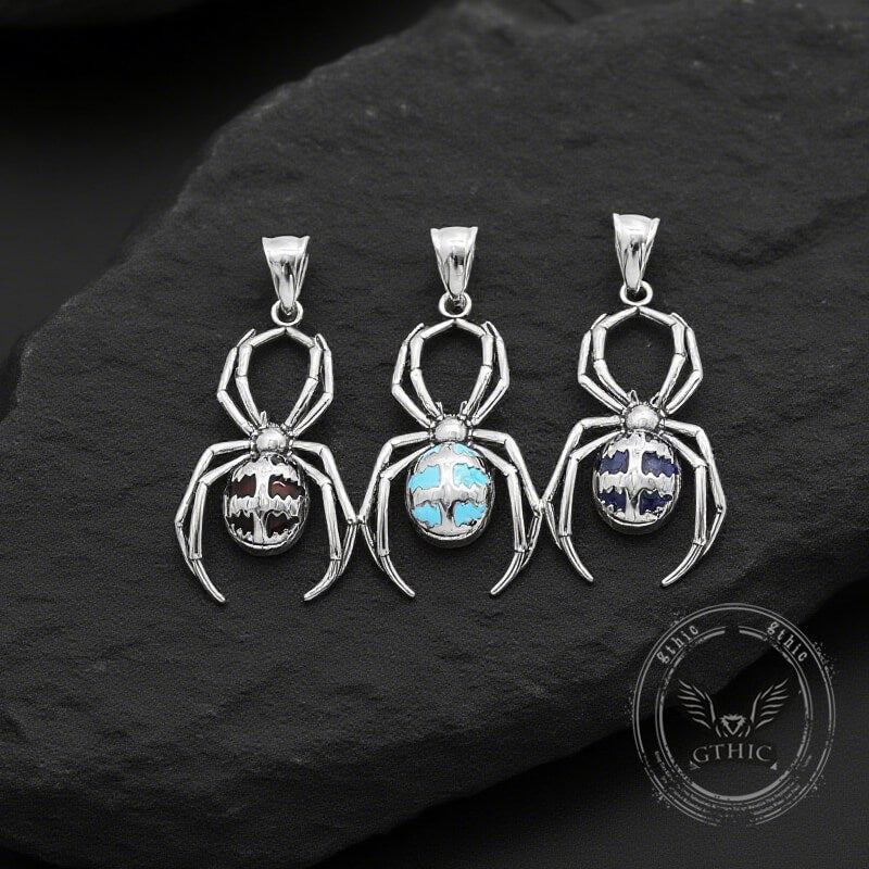 Punk Gemstone Spider Stainless Steel Animal Pendant | Gthic.com