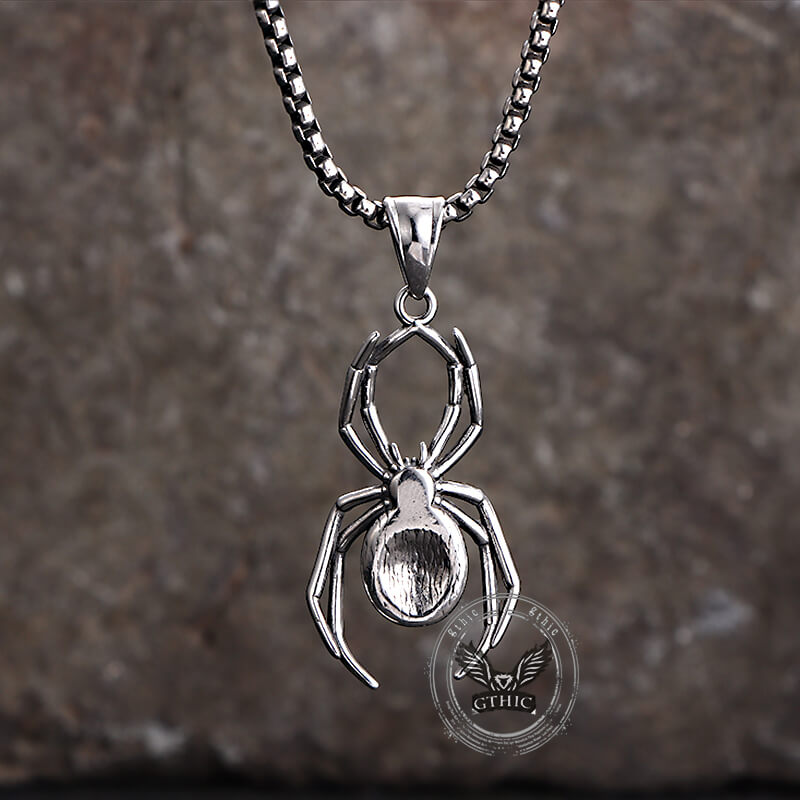 Punk Gemstone Spider Stainless Steel Animal Pendant