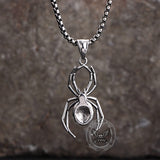 Punk Gemstone Spider Stainless Steel Animal Pendant