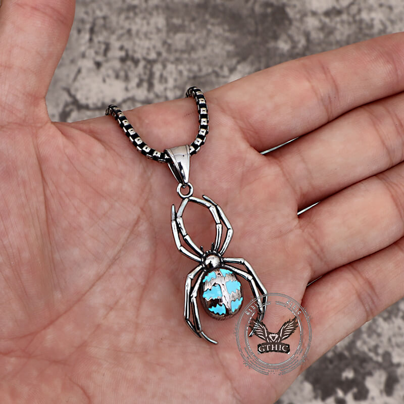 Punk Gemstone Spider Stainless Steel Animal Pendant