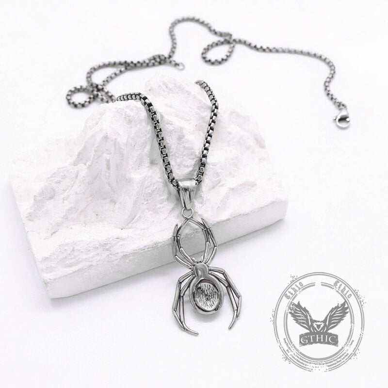 Punk Gemstone Spider Stainless Steel Animal Pendant