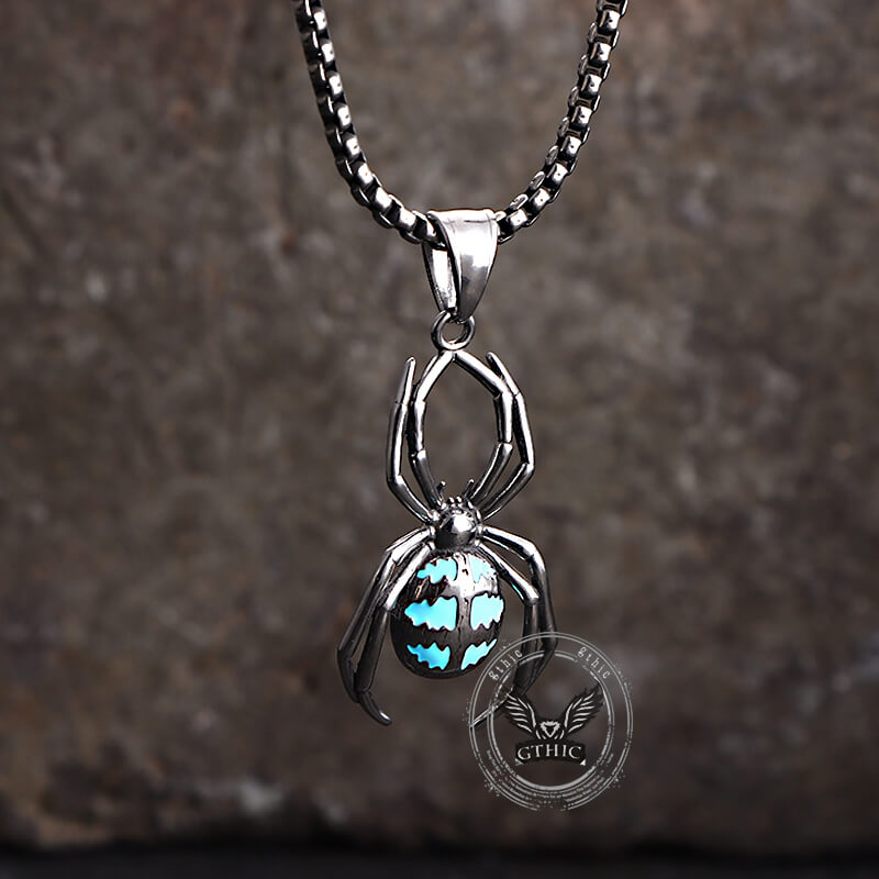 Punk Gemstone Spider Stainless Steel Animal Pendant