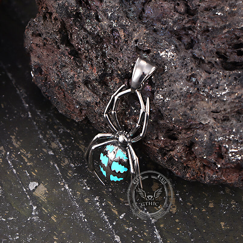 Punk Gemstone Spider Stainless Steel Animal Pendant