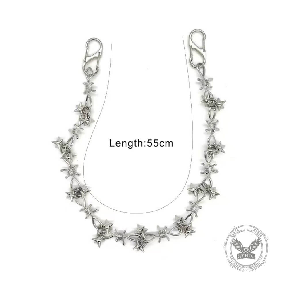 Punk Gothic Meteor Hammer Thorn Alloy Pants Chain