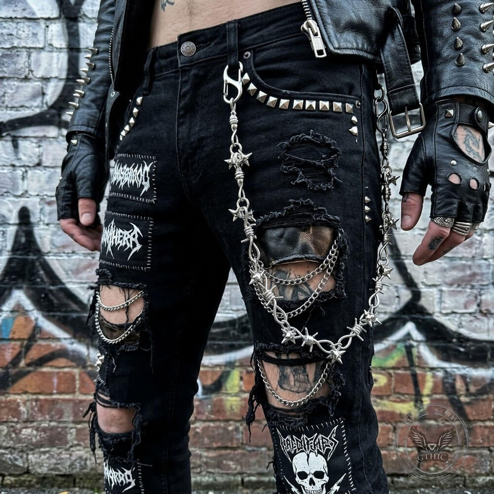 Punk Gothic Meteor Hammer Thorn Alloy Pants Chain | Gthic.com