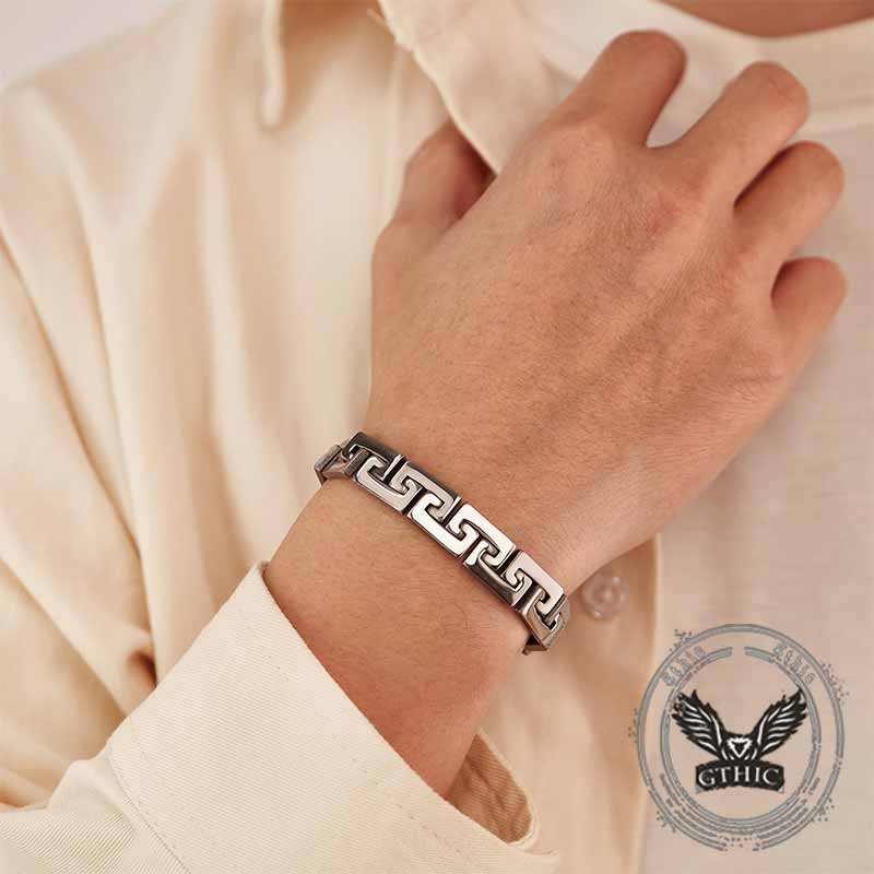 Punk Great Wall Pattern Stainless Steel Bracelet 02 | Gthic.com