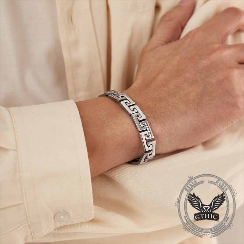 Punk Great Wall Pattern Stainless Steel Bracelet 03 | Gthic.com